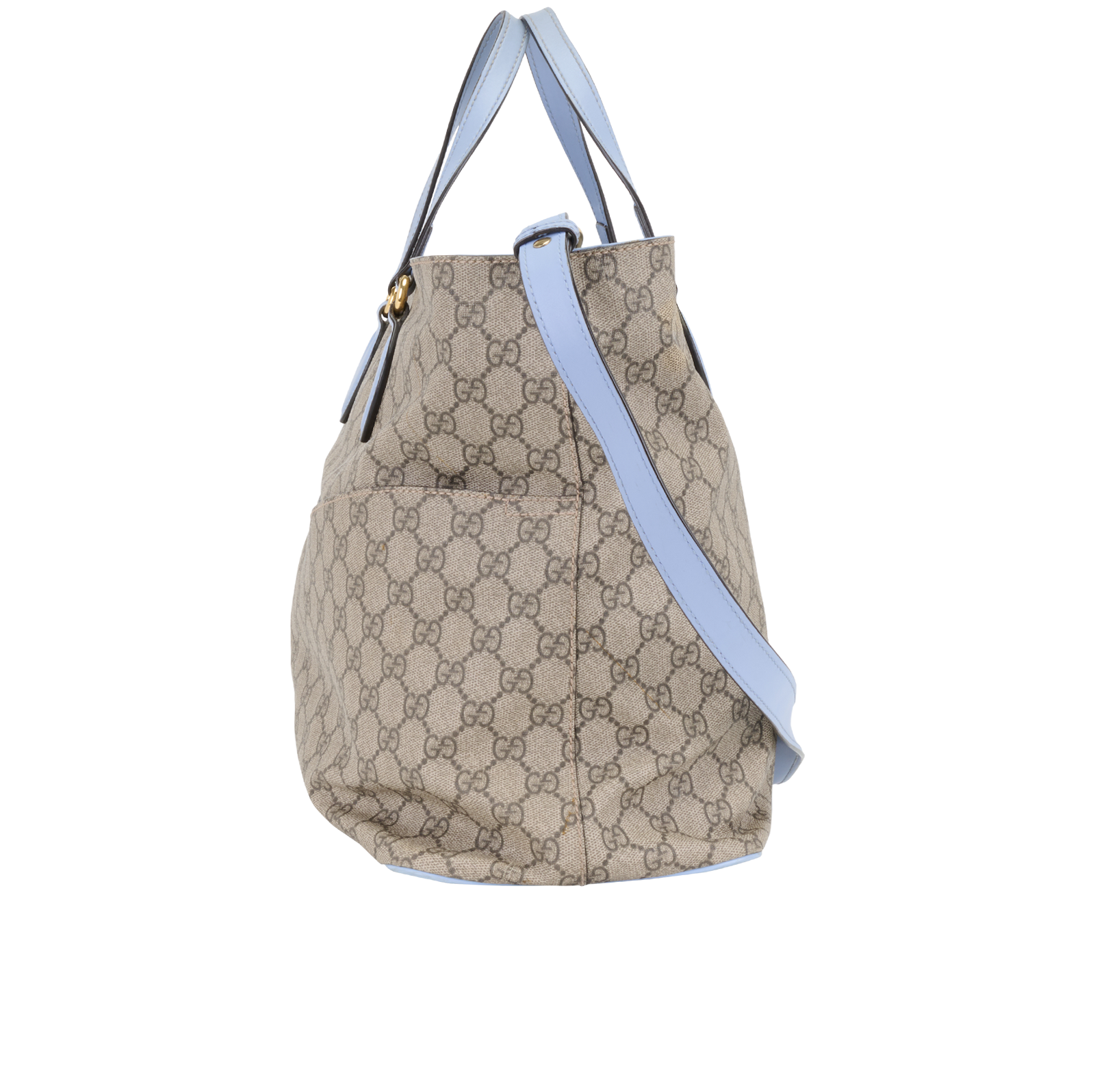 GG Supreme Soft Diaper Bag, &pound;350, Handbags, Beige/Blue, Canvas, Bottom view